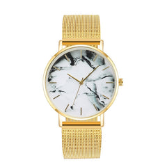 Luxury Rose Gold Mesh Band Marble Watch