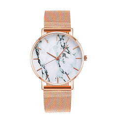 Luxury Rose Gold Mesh Band Marble Watch