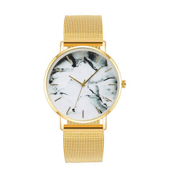 Luxury Rose Gold Mesh Band Marble Watch